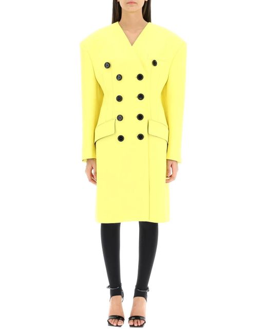 Dolce & Gabbana Yellow Double-Breasted Drop-Shoulder Coat