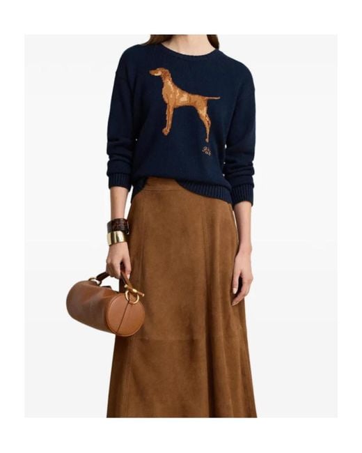 Polo Ralph Lauren Blue Intarsia-Knit Long-Sleeve Sweater
