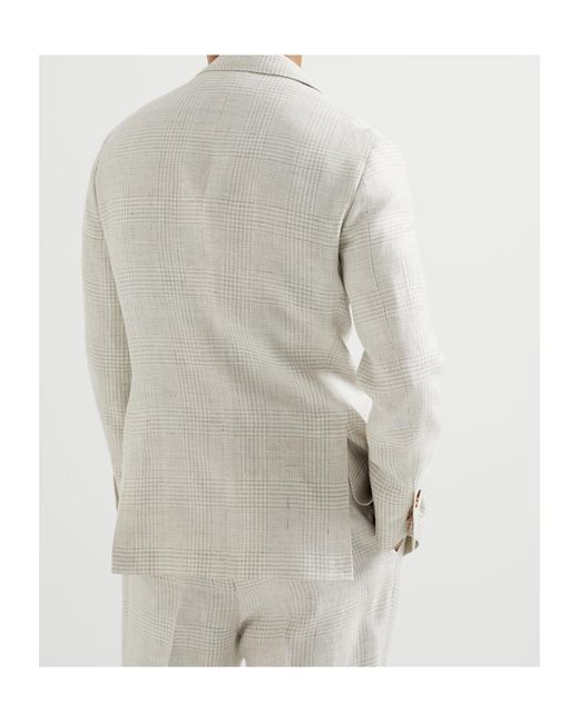 Brunello Cucinelli White Prince Of Wales Blazer for men