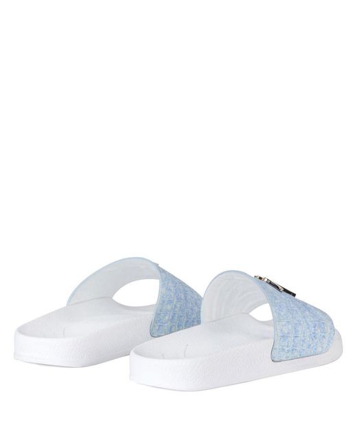 Giuseppe Zanotti Blue Logo Plaque Embossed Slides