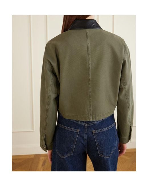 Anine Bing Green Cropped Contrast-Collar Jacket