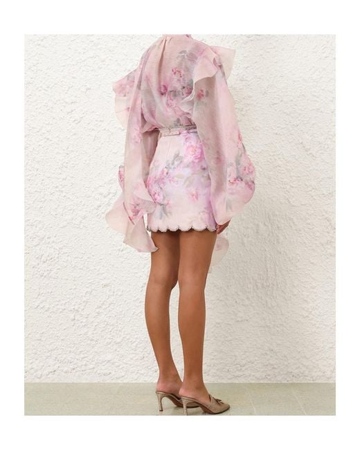 Zimmermann Pink Crush Scalloped Mini Skirt