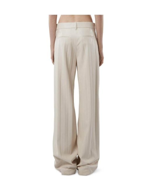 MSGM White High Waisted Wide Leg Trousers