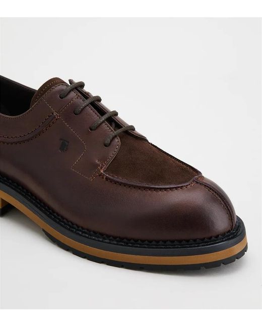 Tod's Brown Leather Lace-Up Oxford Shoes for men