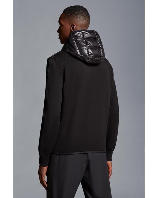 Moncler Black Zip-Up Padded Hoodie for men