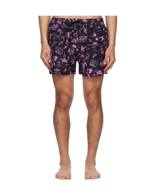 Paul Smith Blue Travel Stories Elastic Waist Swim Trunks for men