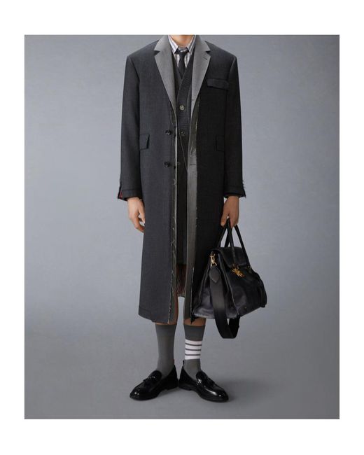 Thom Browne Blue Long-Sleeved V-Neck Cardigan for men
