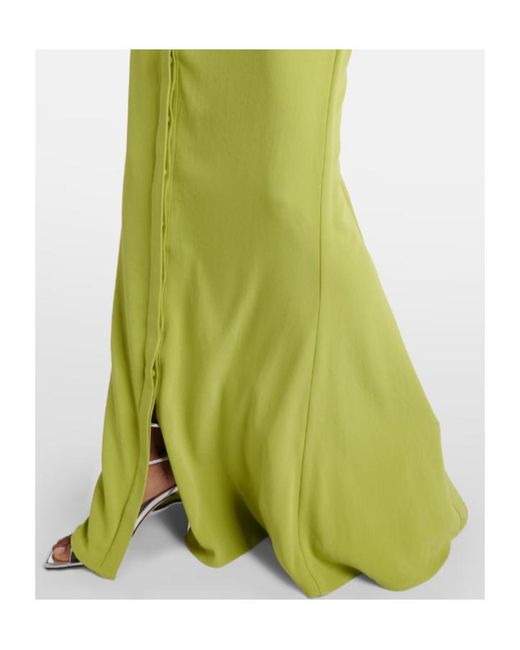 Roland Mouret Green Feather-Trimmed Crepe-Satin Shirt Dress