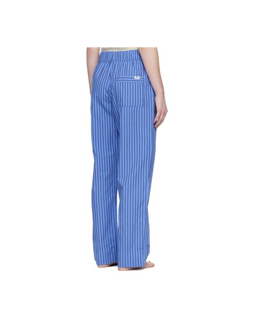 Tekla Blue Striped Drawstring Pajama Pants for men