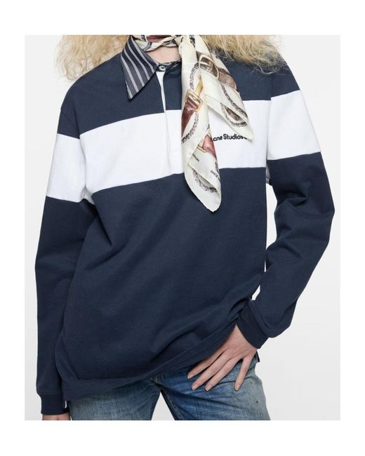 Acne Blue Striped Polo Sweatshirt for men