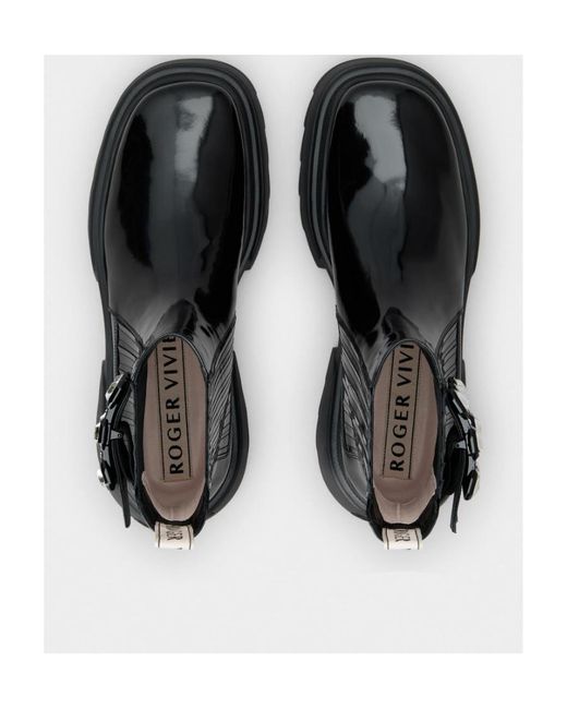 Roger Vivier Black Buckle Embellished Ankle Boots