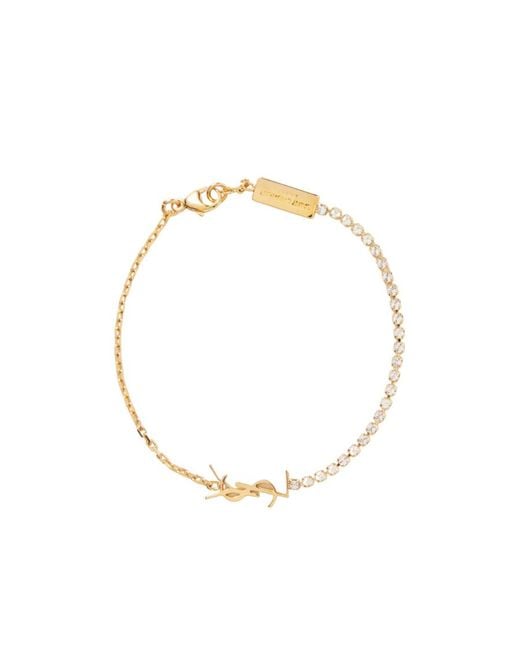 Saint Laurent Metallic Cassandre Charm Bracelet