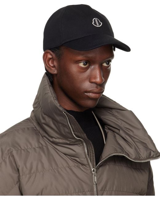Moncler Black Moncler Rick Owens Logo Embroidered Baseball Cap for men