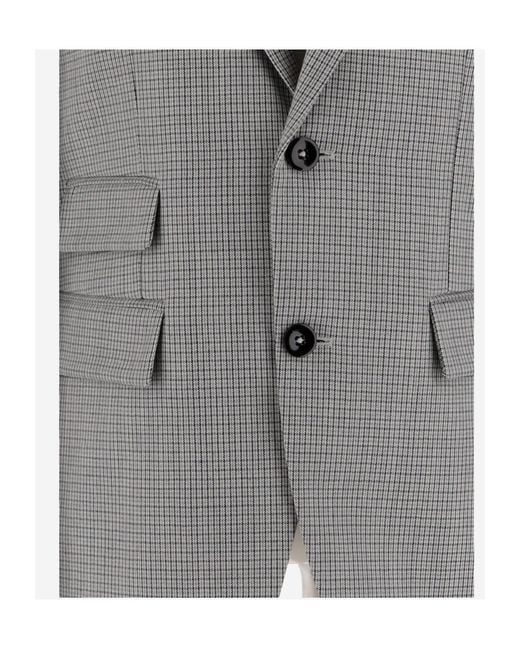 Jil Sander Gray Single-Breasted Checked Blazer