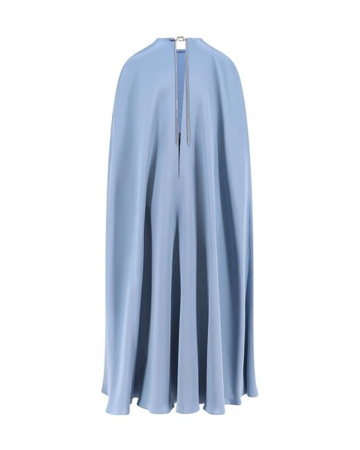 Max Mara Blue Managua Cape Detailed Dress