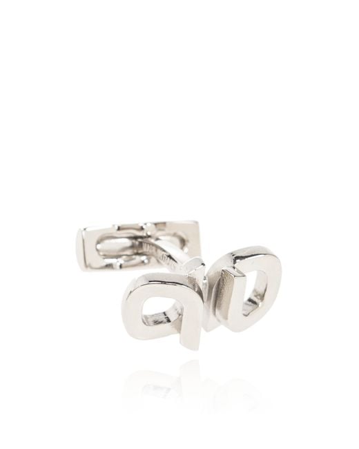 Ferragamo White Logo Cufflink for men