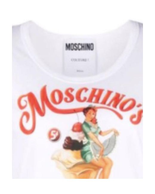 Moschino White Logo-Print Cotton T-Shirt