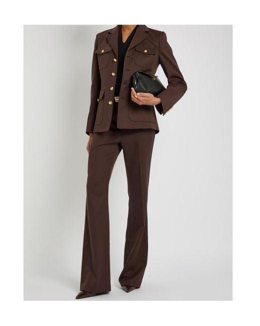 Nili Lotan Brown Wool Long-Sleeved Casual Jacket