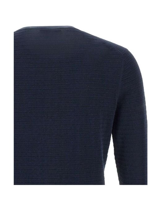 Kangra Cashmere Blue Kangra Textured Crew Neck Knitted Sweater for men