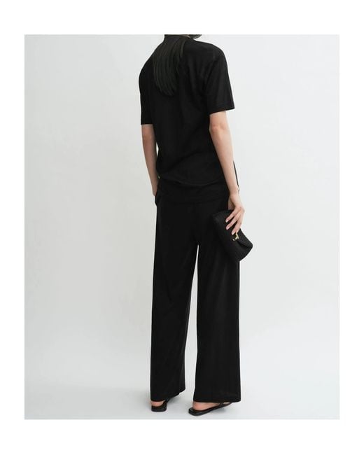 Totême Black Totême Elasticated Waistband Wide Leg Pants