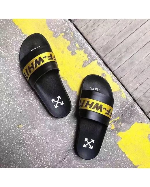 Off-White c/o Virgil Abloh Black Industrial Logo Slides for men