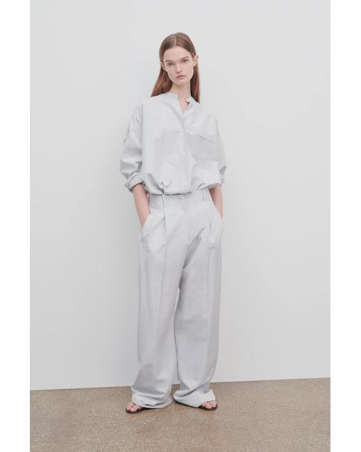 The Row White Gaugin High-Waist Casual Pants