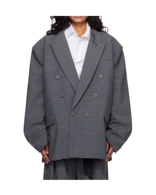 OTTOLINGER Gray Flex Oversized Double-Breasted Blazer