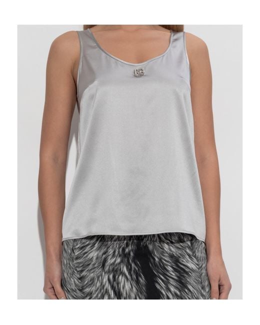 Dolce & Gabbana Gray Dg Logo Plaque Tank Top