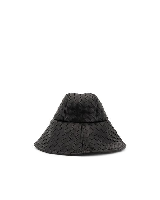 Bottega Veneta Black Intrecciato Leather Hat
