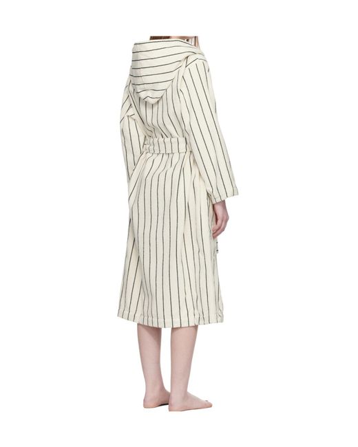 Tekla White Terry Hooded Lace-Up Bathrobe for men