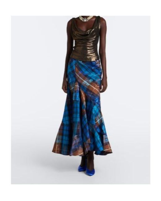 Vivienne Westwood Blue Plaid Maxi Skirt