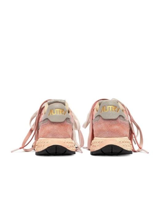 Autry Pink Logo-Patch Sneakers