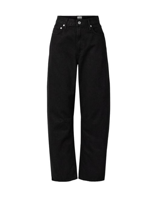 Citizens of Humanity Black Miro Long Mid-Rise Barrel-Leg Jeans
