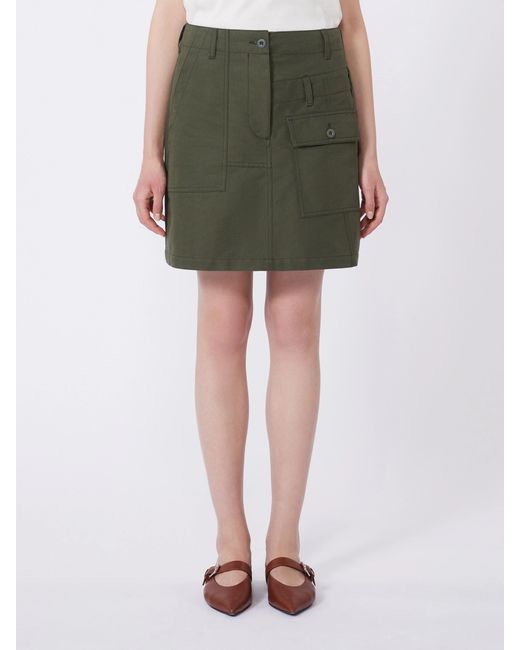 Weekend by Maxmara Green Water-Repellent Canvas Mini Skirt