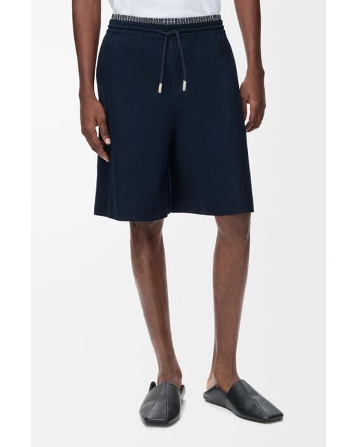 Loewe Blue Elastic-Waist Logo Shorts for men