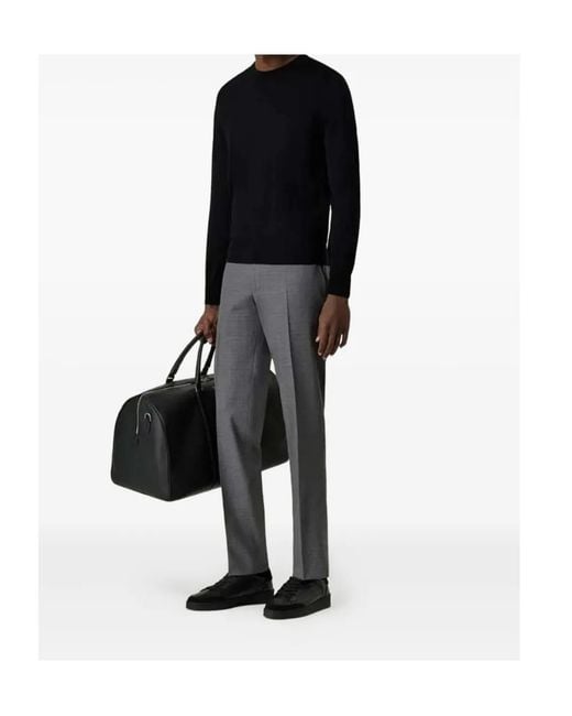 Canali Black Crew-Neck Wool Sweater for men