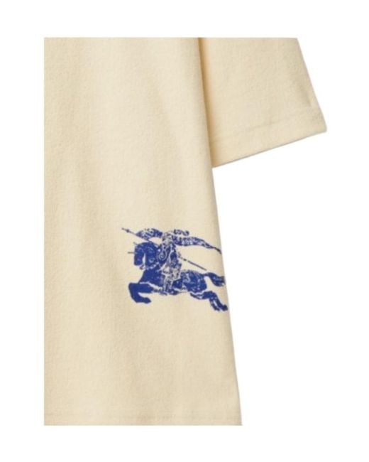 Burberry Natural Equestrian Knight Printed Crewneck T-Shirt