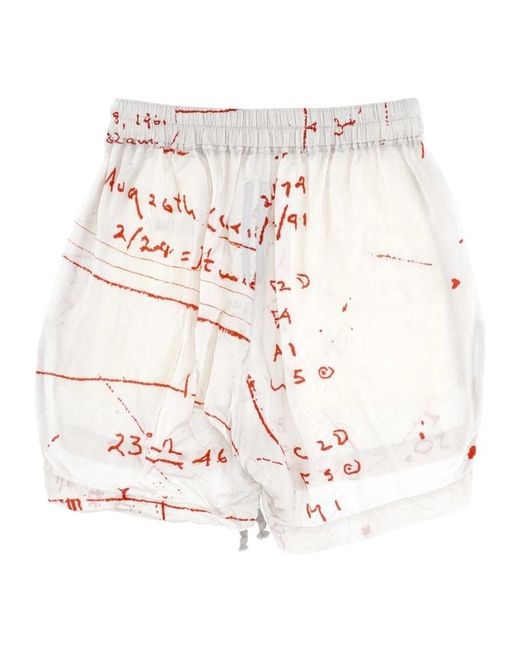 Rick Owens White Drawstring Shorts