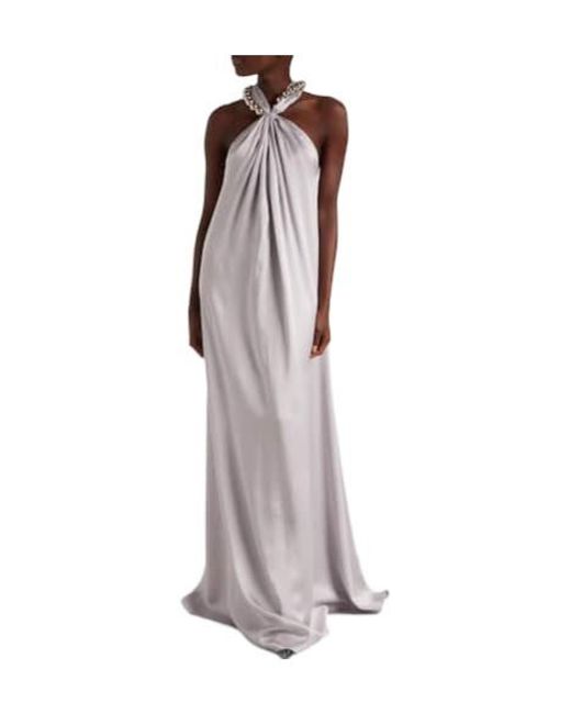 Stella McCartney Gray Embellished Satin Gown