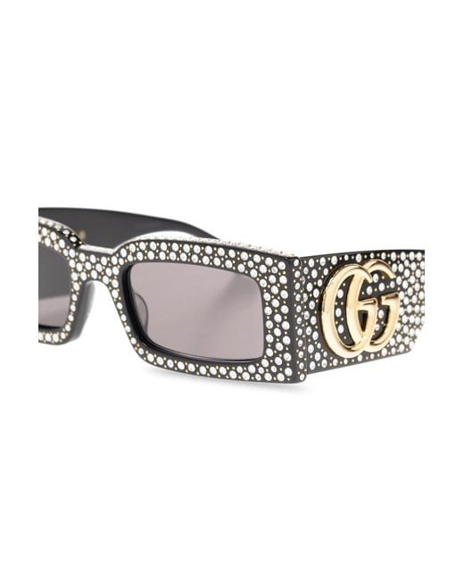 Gucci White Eyewear Rectangular Frame Sunglasses