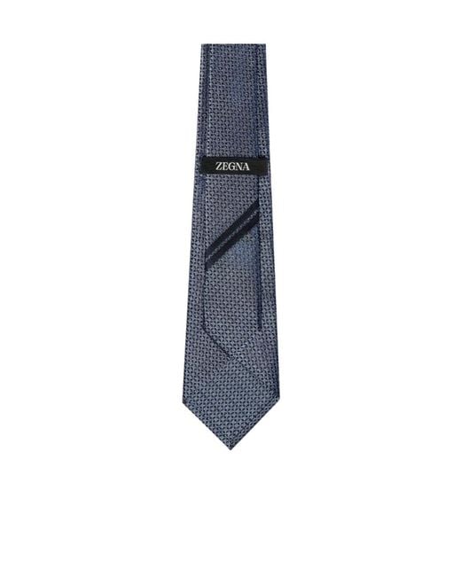 Zegna Blue Light Avio Silk Tie for men