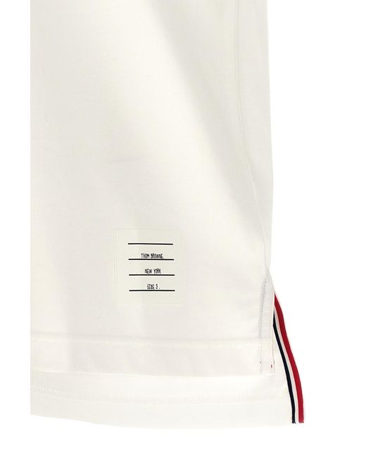 Thom Browne White Stripe Detailed Crewneck T-Shirt for men