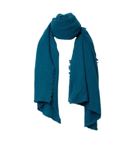 Faliero Sarti Blue Wool Cashmere Scarf