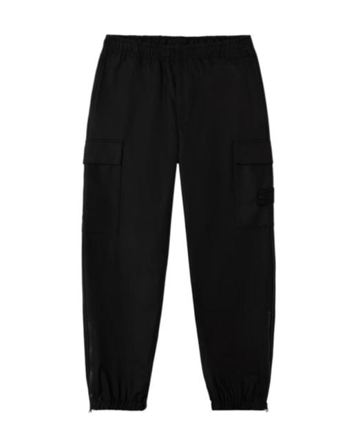 Stone Island Black Logo Patch Straight Leg Pants for men