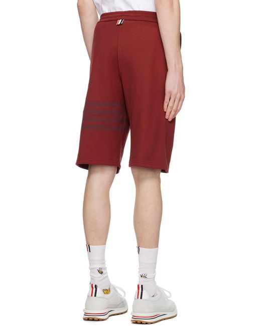 Thom Browne Red Stripe Detailed Drawstring Shorts for men