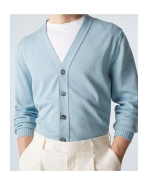 Kiton Blue Cotton Cardigan for men