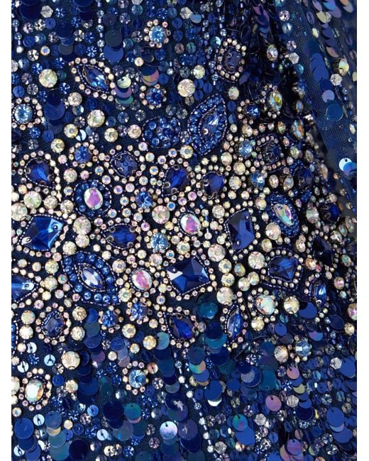 Jenny Packham Blue Embellished Tulle Gown