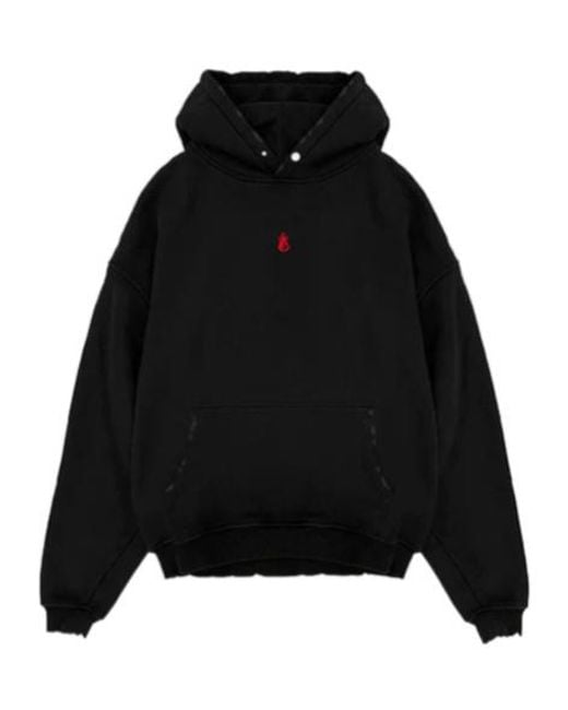 Vision Of Super Black Hoodie With Embroidered Flame for men