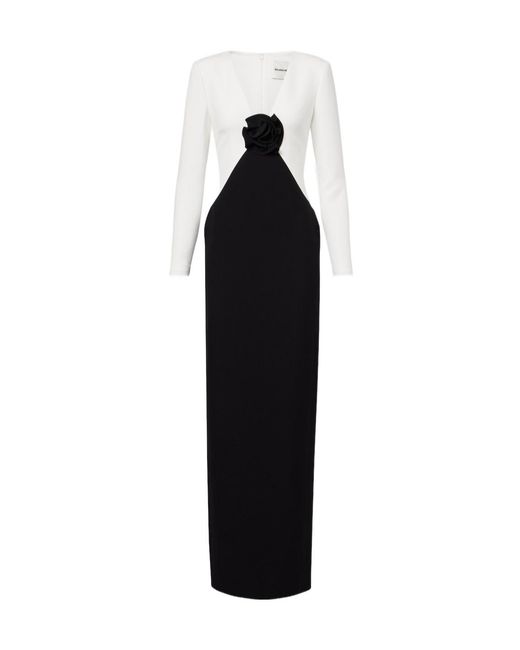 Roland Mouret Black Floral-Appliqué Crêpe Gown