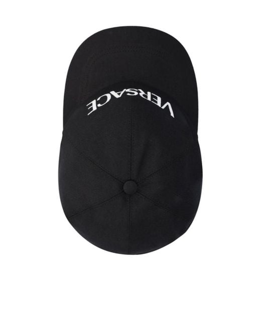 Versace Black Logo Embroidered Curved Peak Cap